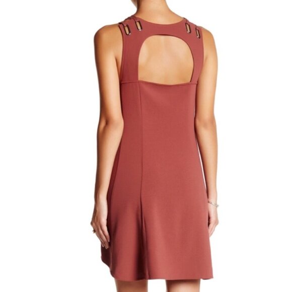 Free People Brick Red Tunic Mini Dress A-Line Sleeveless Tank Dress Size L - Picture 2 of 8